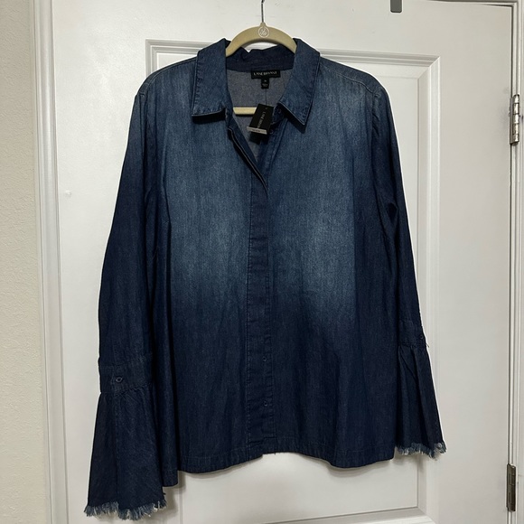 LANE BRYANT Denim Blouse - Picture 1 of 7